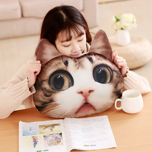 36cm*36cm 3D Cat Shape Plush Pillow